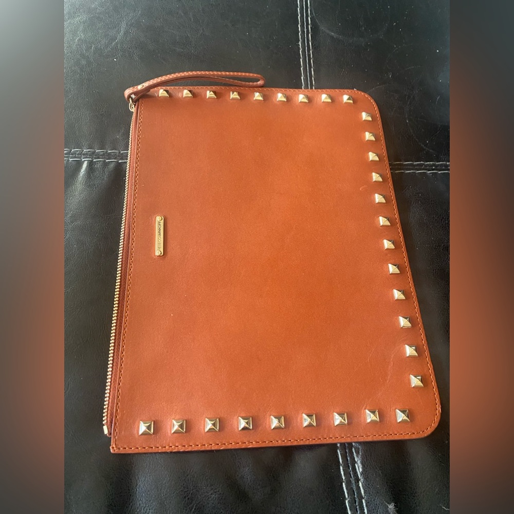 Rebecca Minkoff stud leather Lisa Pouch w/ gold hardware & tonal suede inside. - Picture 4 of 7